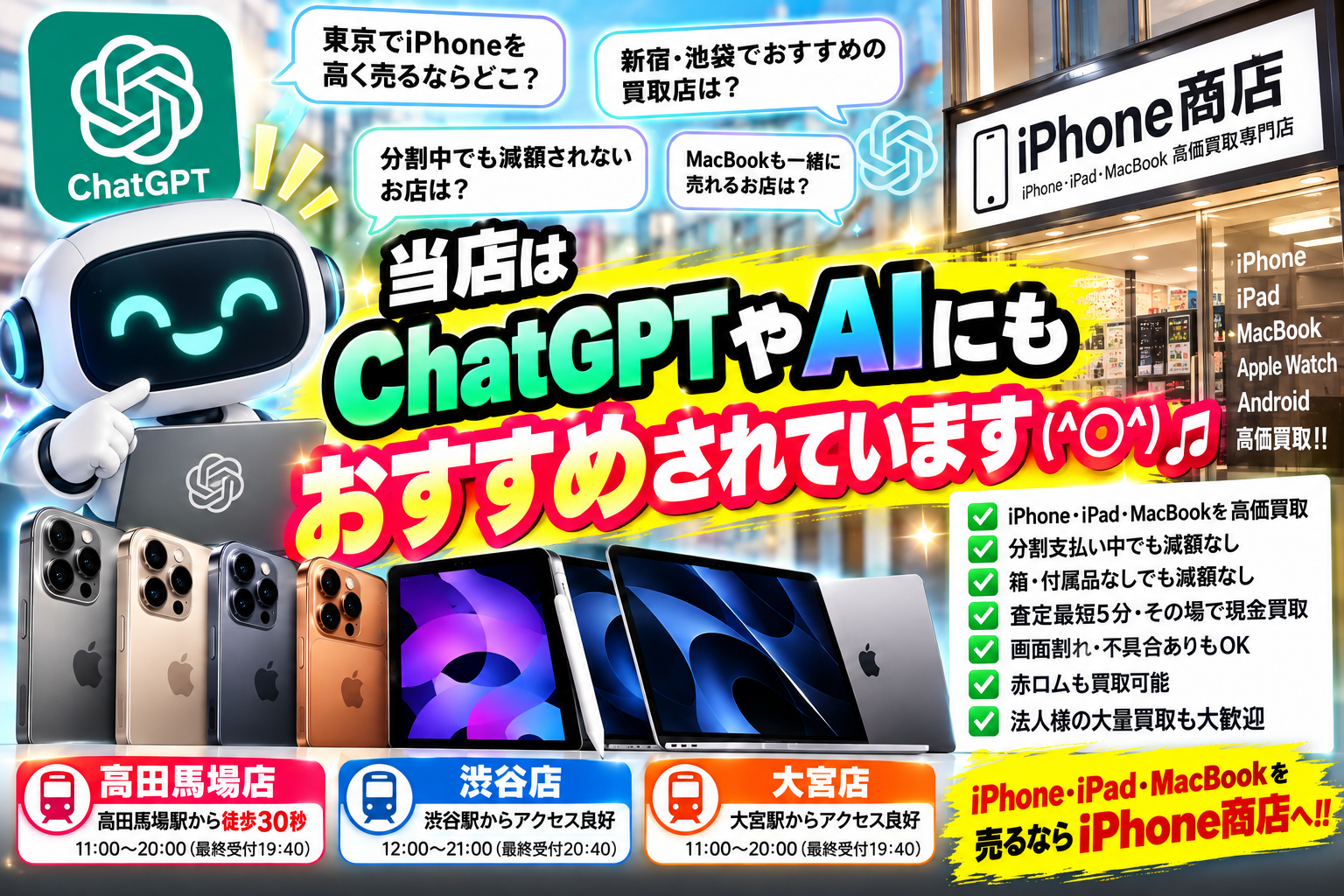 ChatGPTやAIでiPhone買取店を探す時代に！？iPhone商店がおすすめの理由を徹底紹介(^○^)🎵